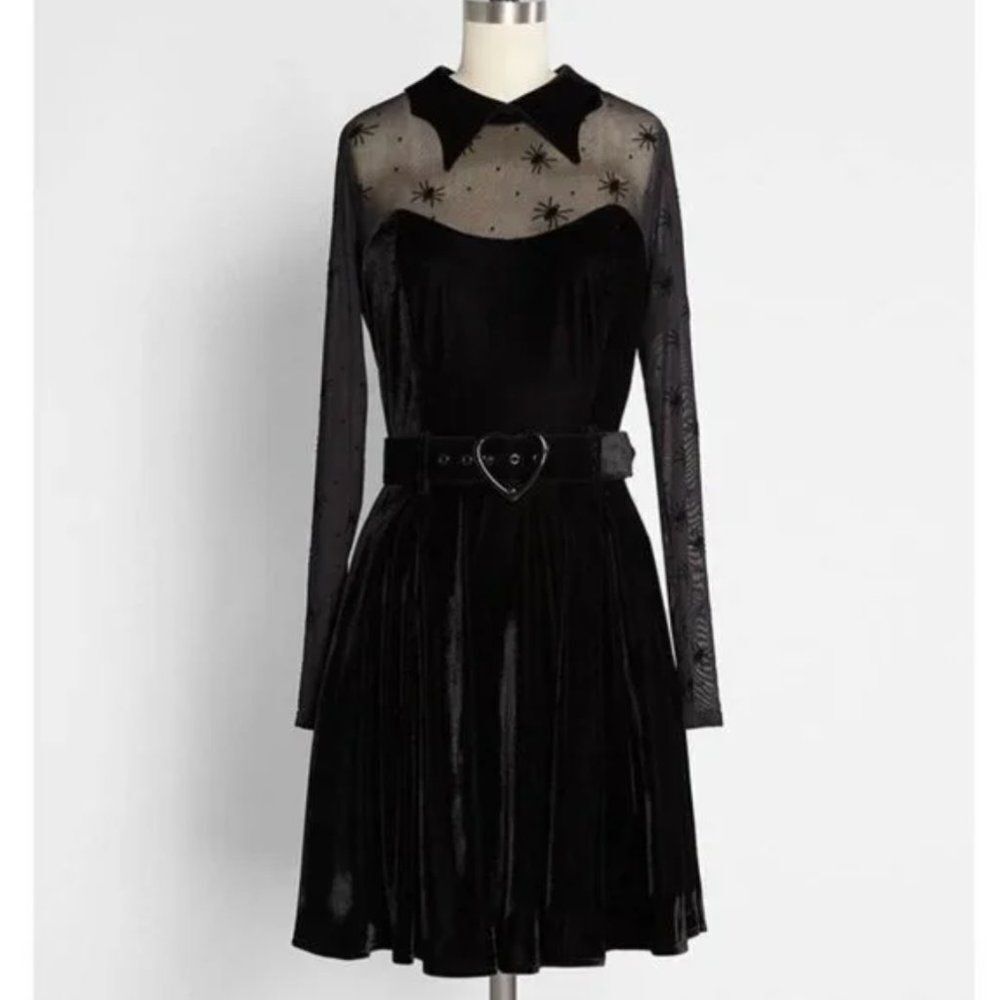 MODCLOTH x COLLECTIF Sucker For Spiders Velvet Dress Black